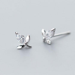 Leaf Earrings - Mini Stud Set in 925 Sterling Silver - Nature-inspired Jewelry