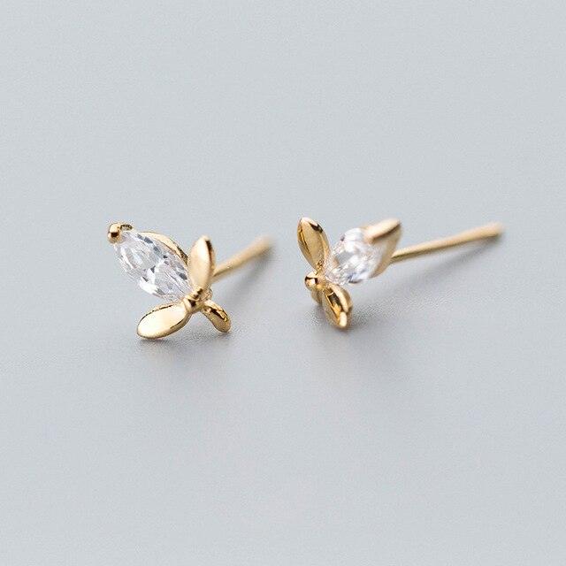 925 Sterling Silver Leaf Earrings Gold Plated