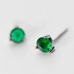 925 Silver Stud Earrings with Green Quartz Gemstones
