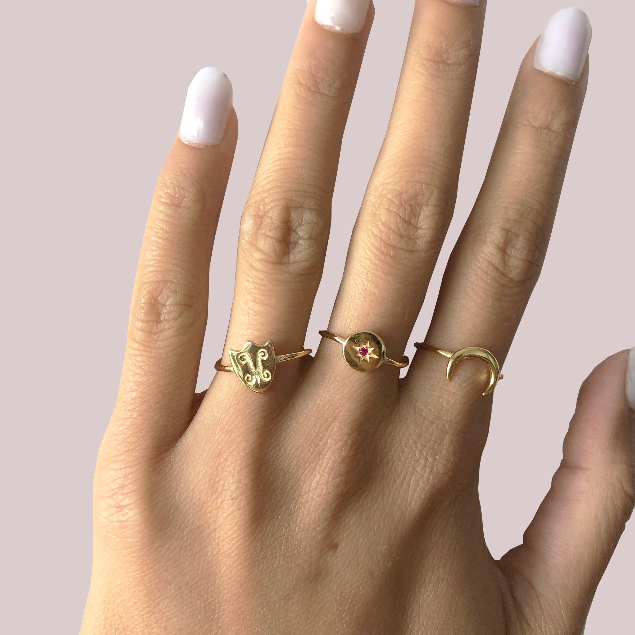 Buy Real Gold Plated Z Chunky Star Ring Online - Accessorize India