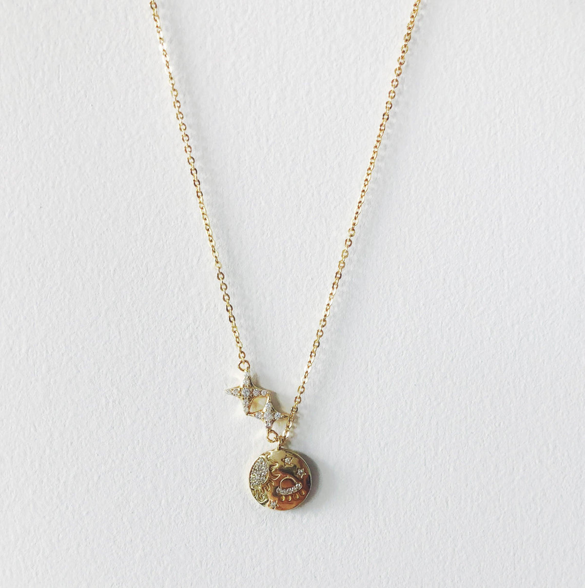 Celestial Design with Solar Eclipse Charge in 14K Gold Vermeil