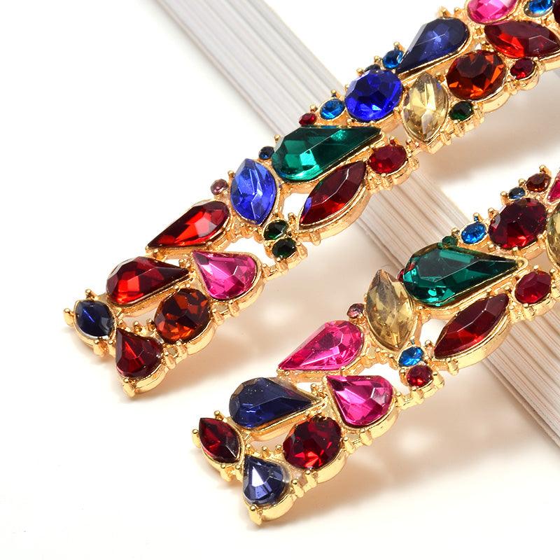 Rhinestone Earrings - Stunning Multicolour Rhinestones