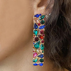 Multicolour Rhinestone Earrings On A Woman